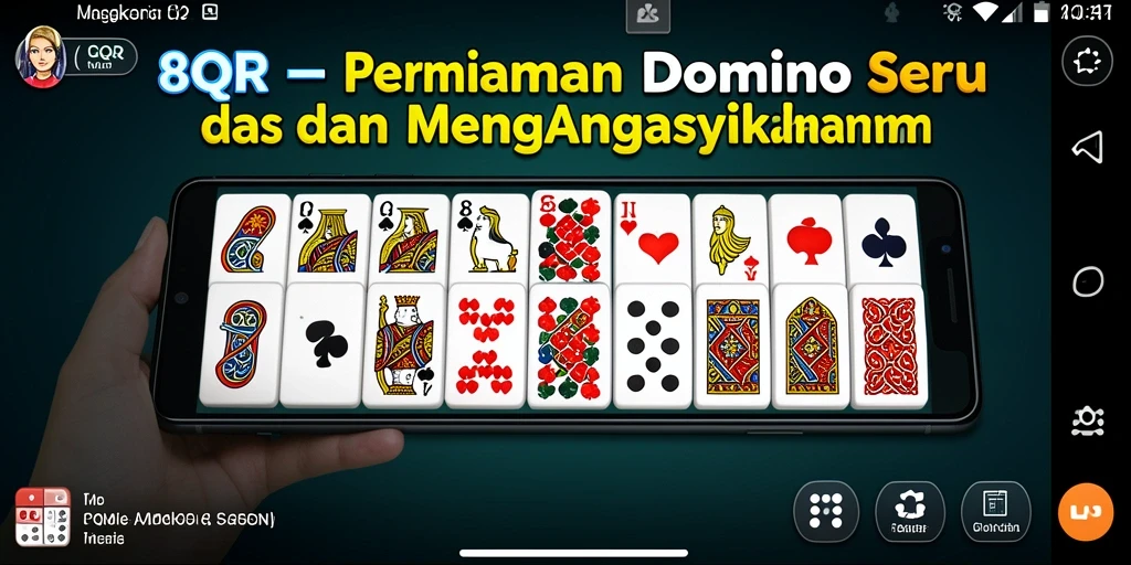 Screenshot permainan Domino 8QR dengan tampilan antarmuka yang menarik.