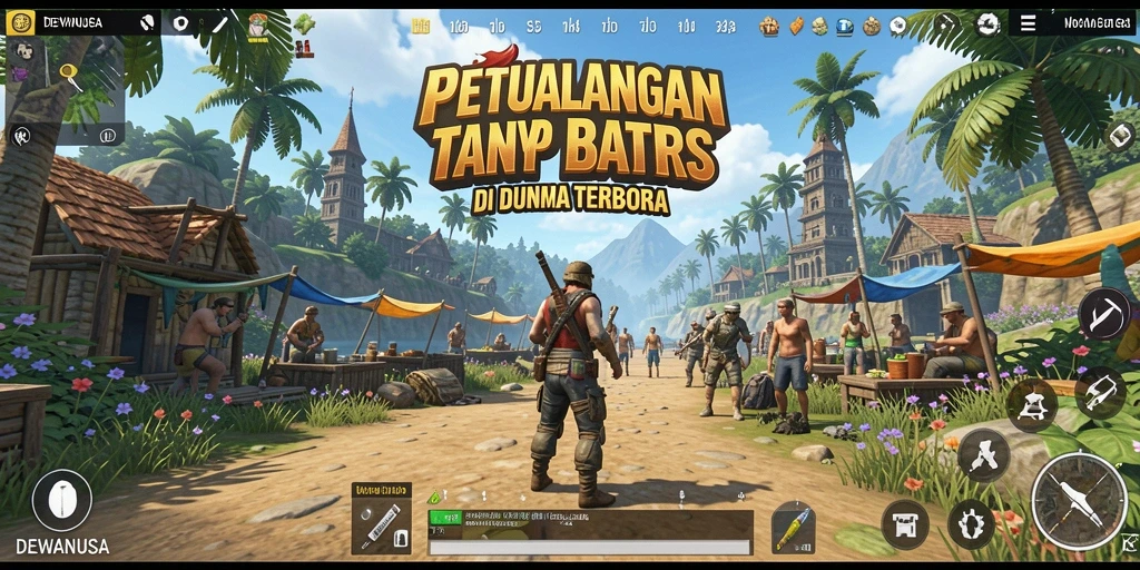 Tangkapan layar DEWANUSA menampilkan pemandangan fantastis dari dunia terbuka.