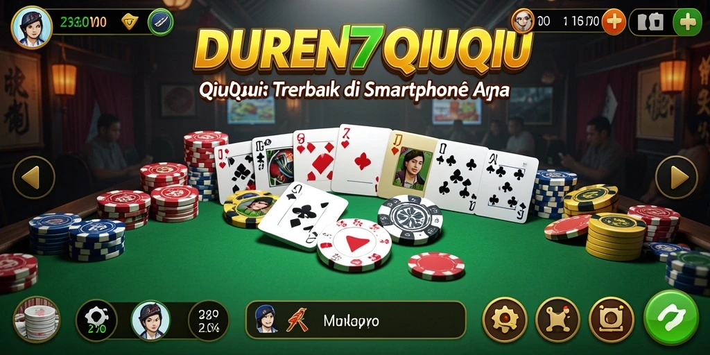 Tampilan gameplay seru dalam DUREN777 dengan kartu QiuQiu.