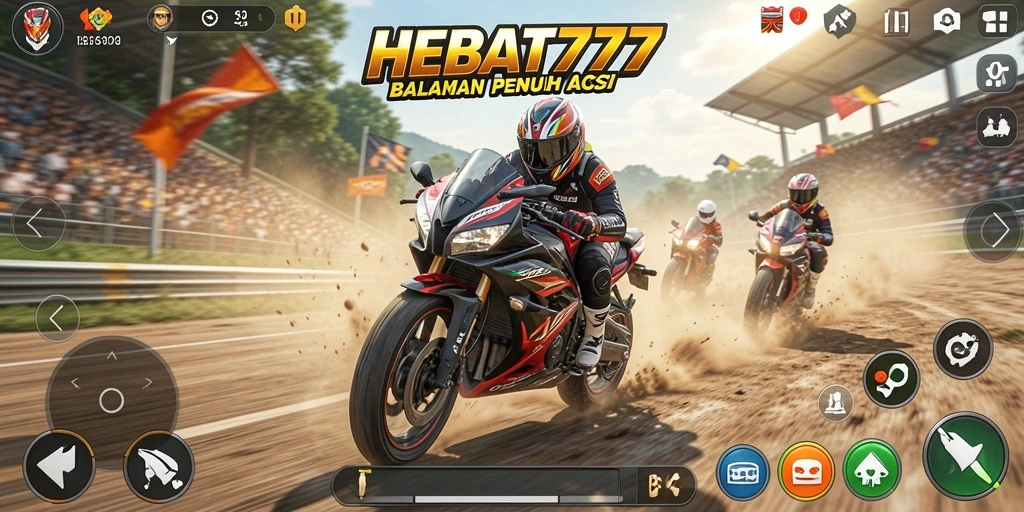 Gameplay balapan motor yang mendebarkan dan penuh aksi.