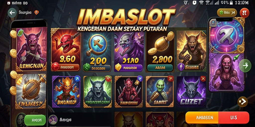 Screenshot gameplay IMBASLOT menampilkan suasana menegangkan dan karakter menyeramkan.