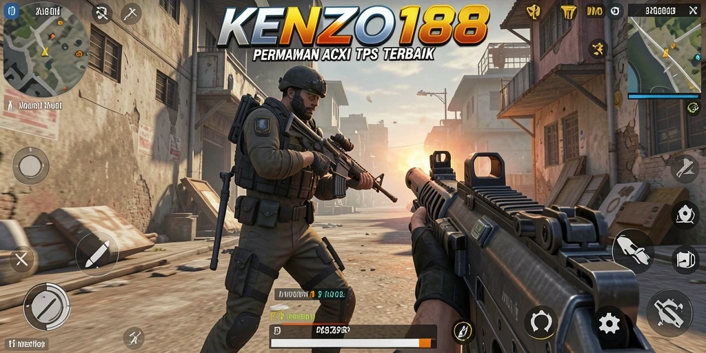 Screenshot KENZO188 menampilkan aksi tembak-menembak seru dalam gaya TPS.
