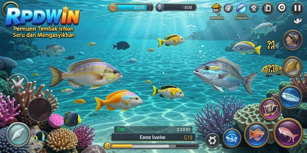 Screenshot RPIDWIN menampilkan aksi seru menembak ikan.