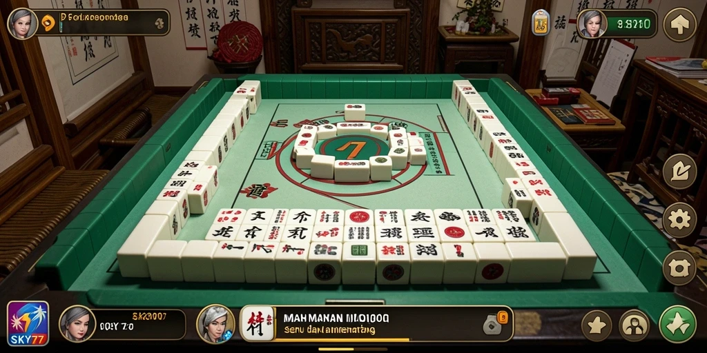 Screenshot aksi seru bermain Mahjong di SKY77.