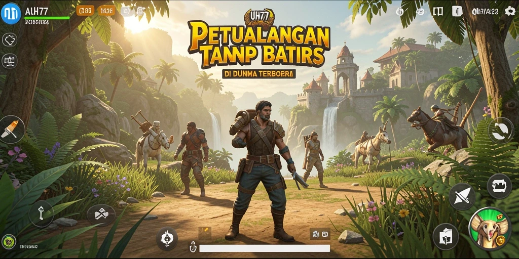 Tampilan gameplay UH77 dengan petualangan seru di dunia terbuka.