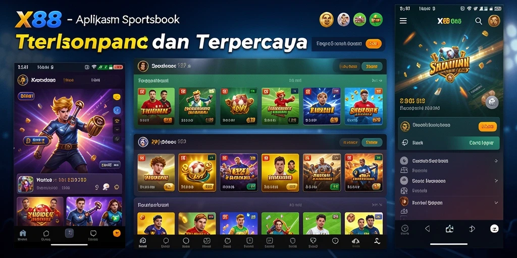 Tampilan utama X88 dengan gameplay taruhan olahraga yang seru.